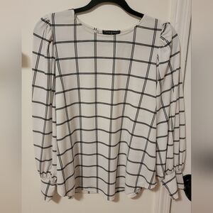 Elegant Black and White Grid Blouse